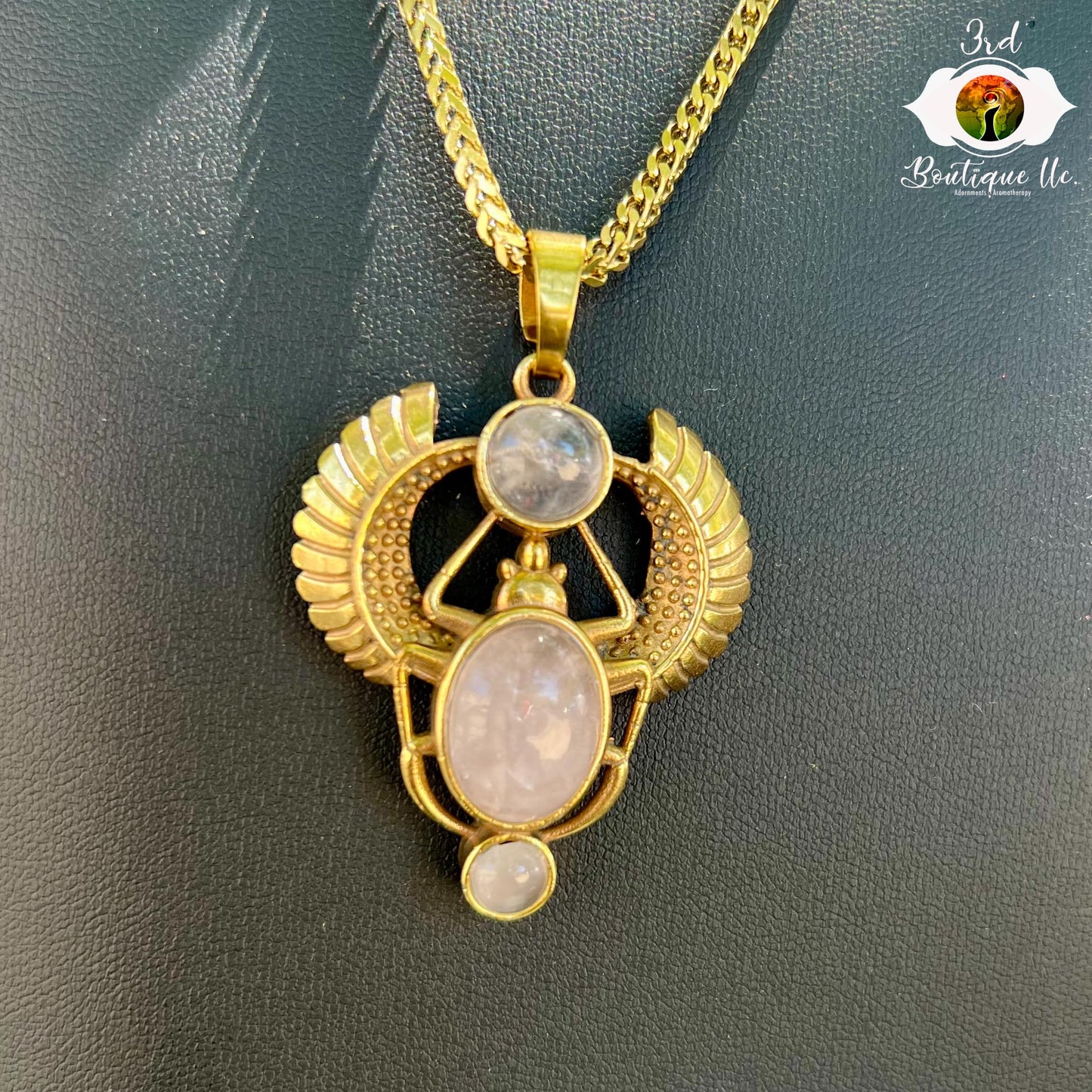 Rose Quarts Royal Scarab Necklace