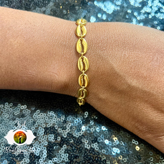 Stainless Steel Cowrie Shell Bracelet