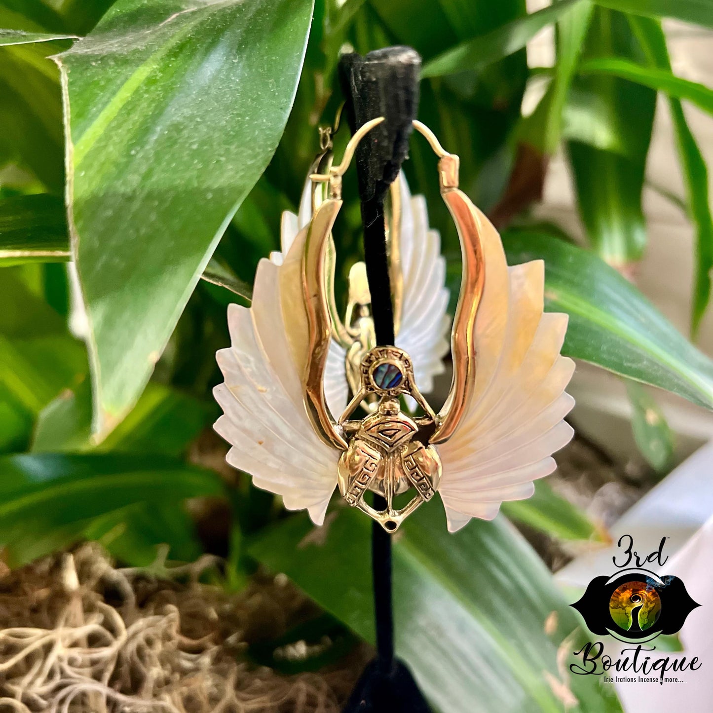 Mother Pearl Scarab Ear Adornment