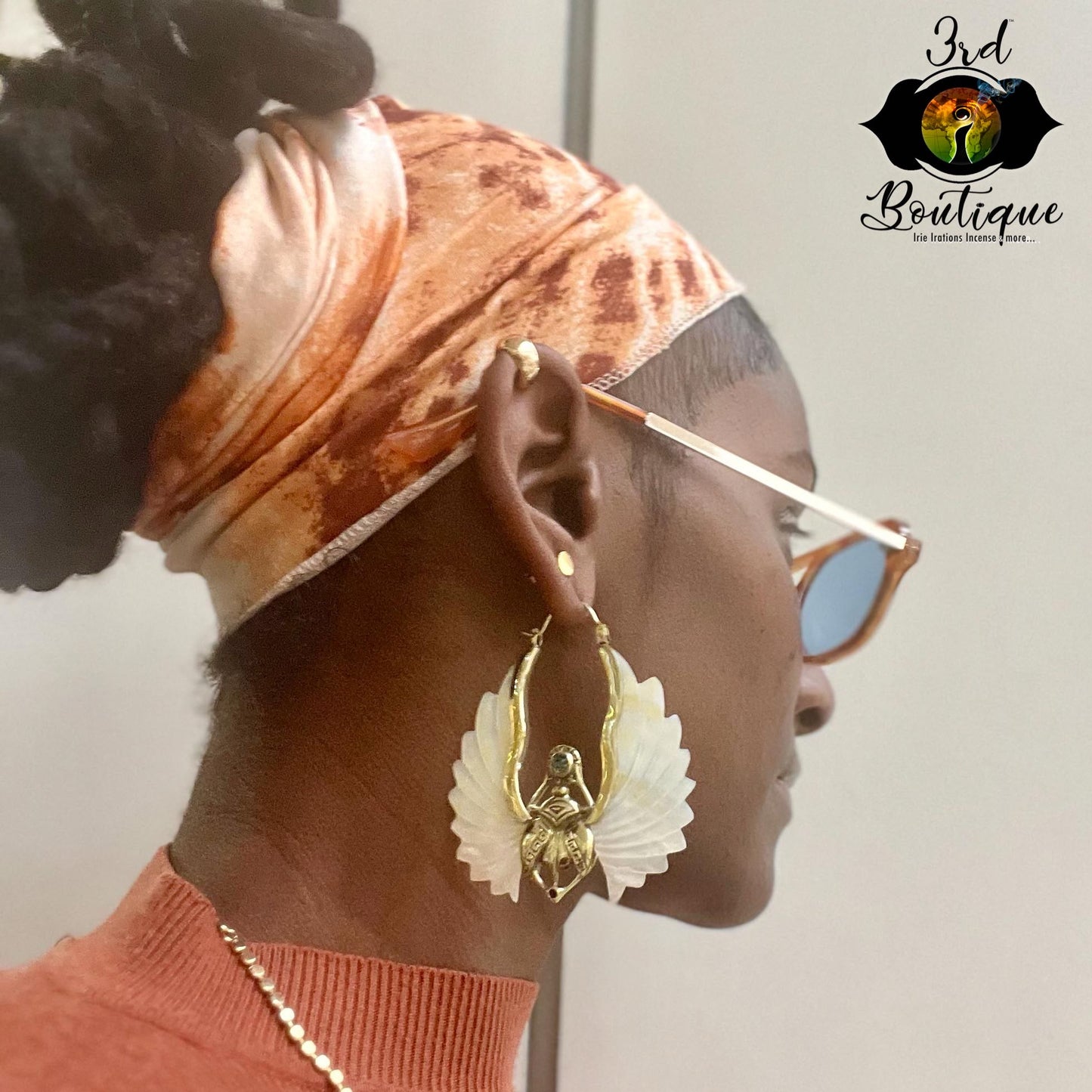 Mother Pearl Scarab Ear Adornment