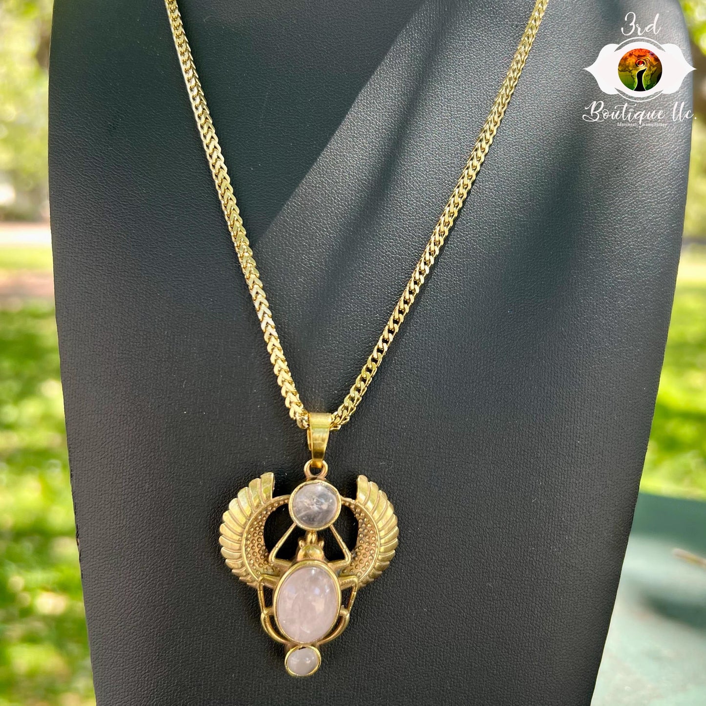 Rose Quarts Royal Scarab Necklace