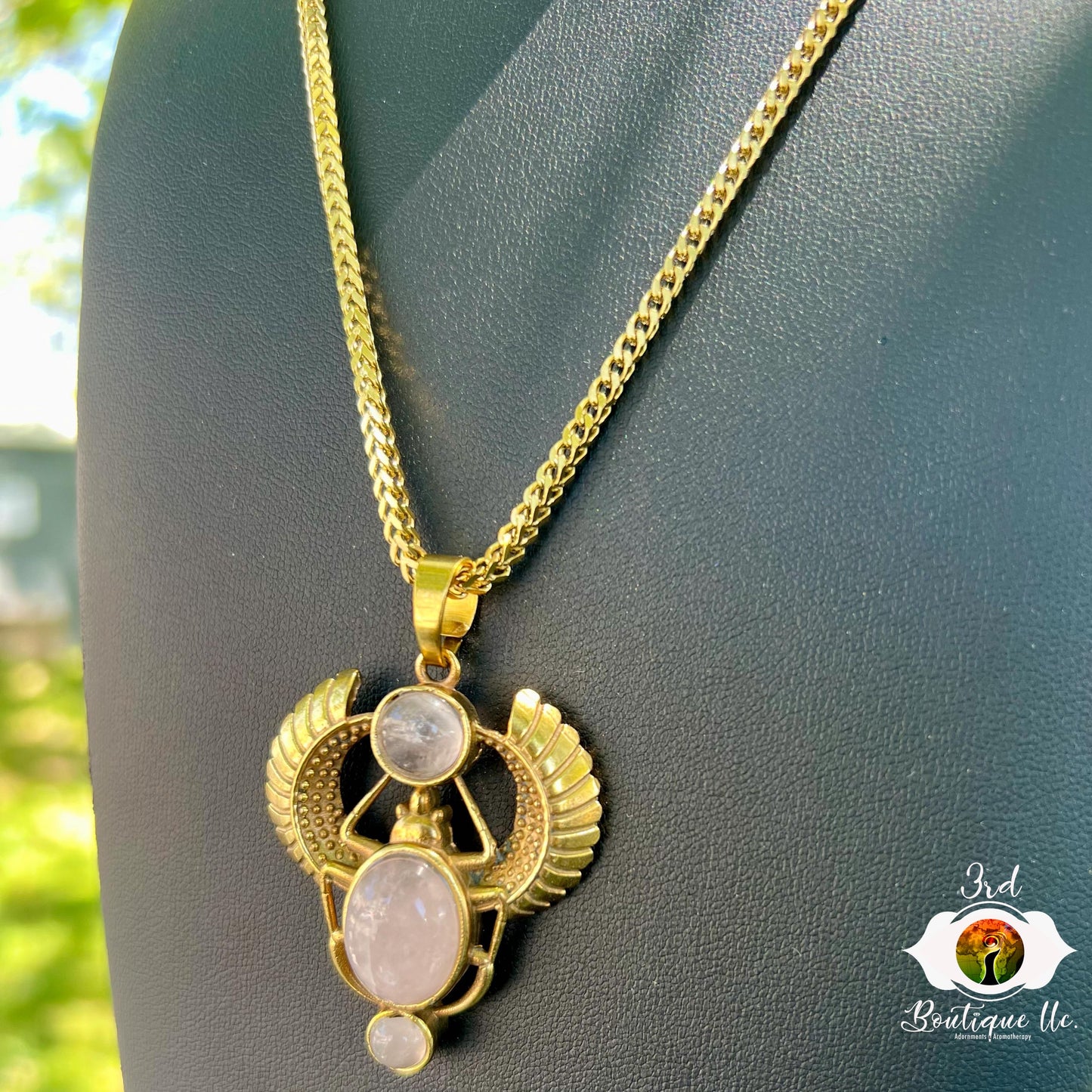 Rose Quarts Royal Scarab Necklace