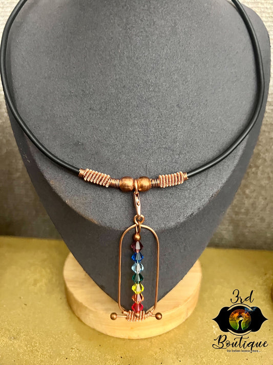 Shen Chakra Necklace with Black Cable Wire | Copper