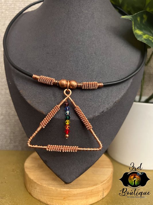 Copper Mir Chakra Necklace with Black Cable