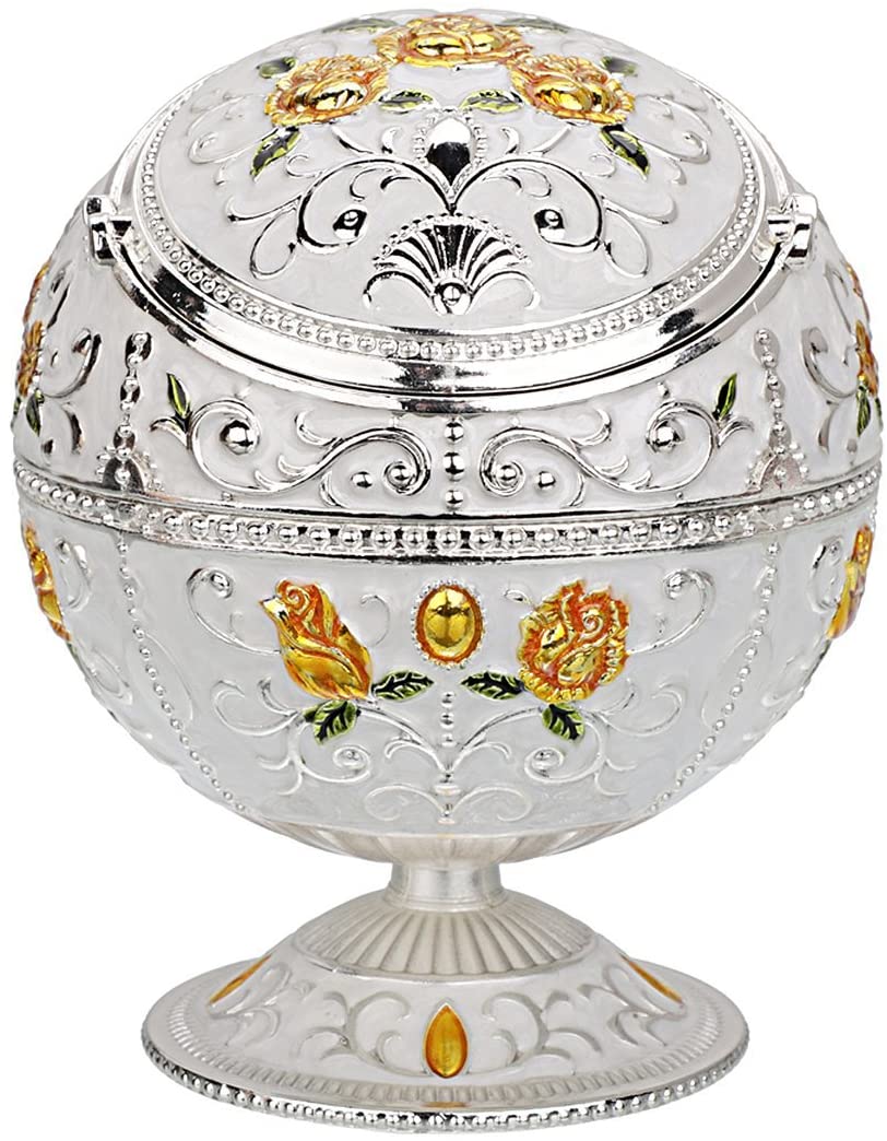  Imperial Vintage Ashtray | White & Silver