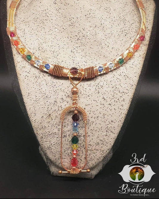 Mixed metals Chakra Necklace with Shen Pendant