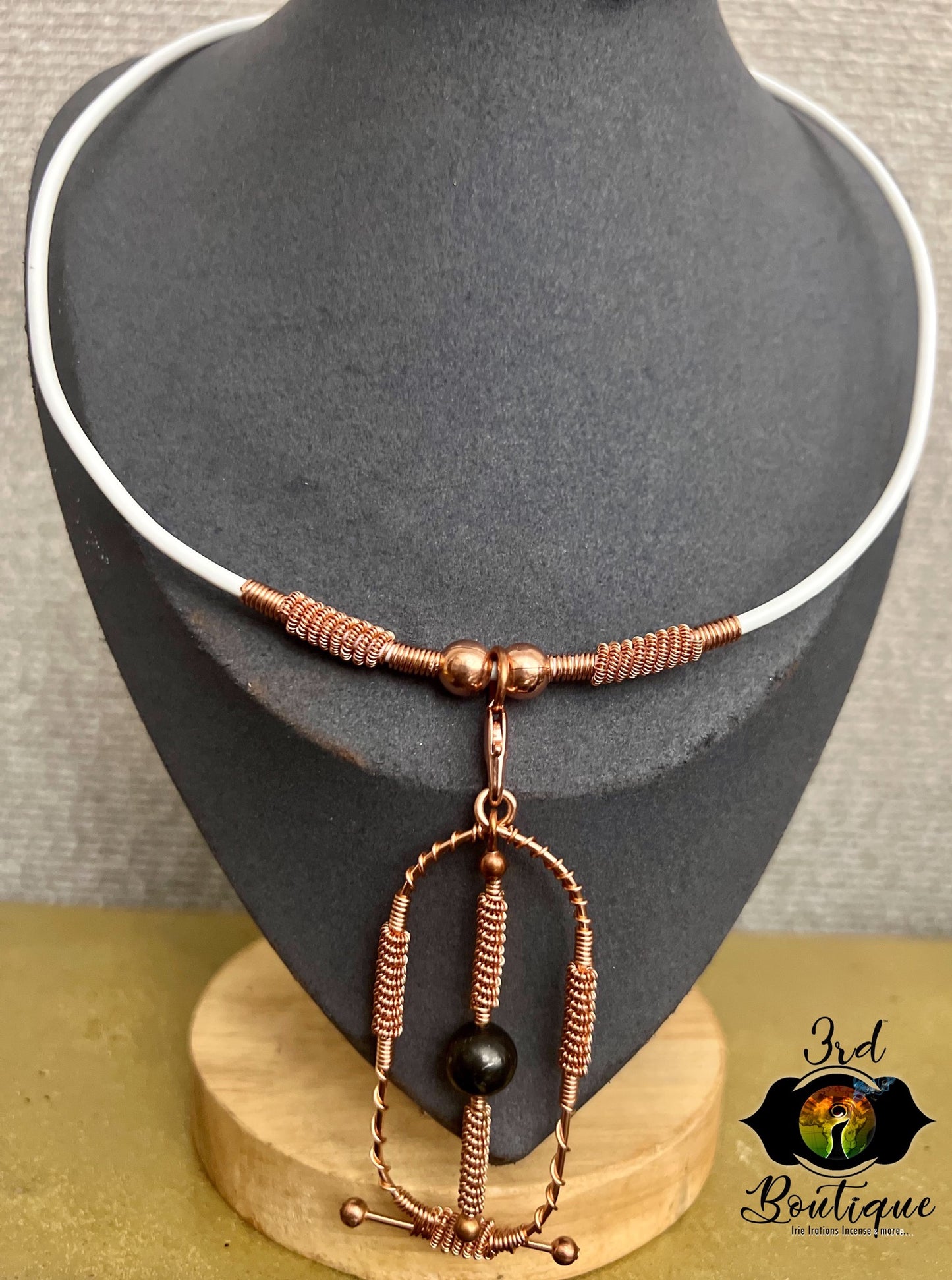 Shen Shungite Necklace with White Cable Wire | Copper