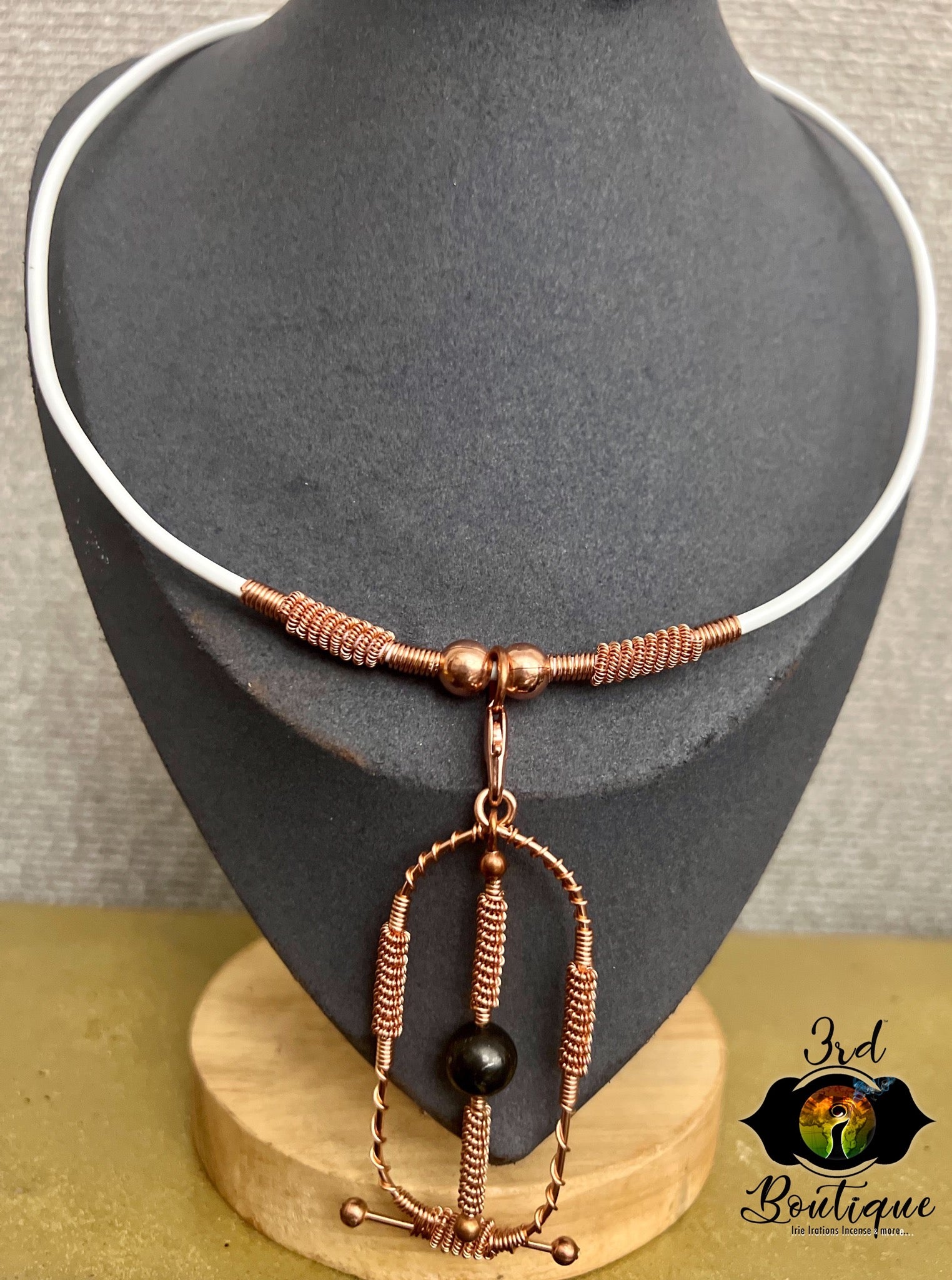 Shen Shungite Necklace with White Cable Wire | Copper