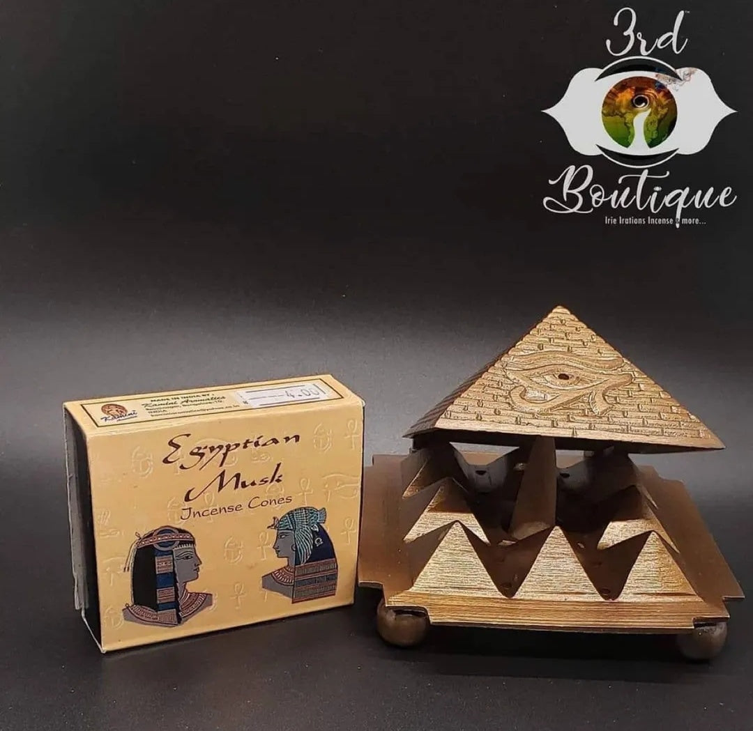 Egyptian Musk Cone Incense with Heru Cone Incense Burner